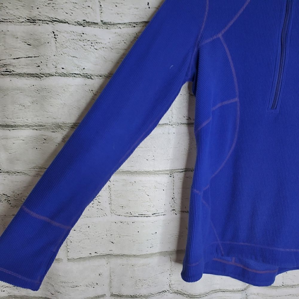 Zella ribbed half zip hooded jacket blue size medium - Picture 2 of 8